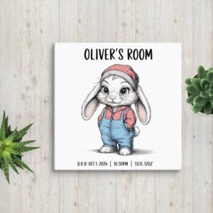 Adorable Bunny Baby with Personalized Baby Birth Stats