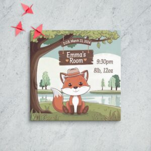 Personalized Fox Kids Nursery Wall Art