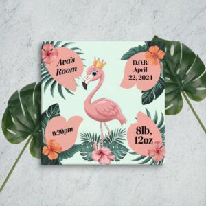 Personalized Tropical Flamingo Nursery Wall Art