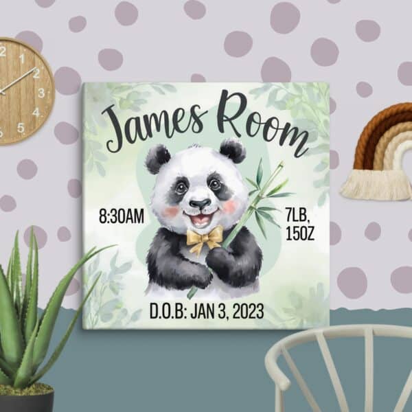 Panda Personalized Nursery Wall Art - Image 3