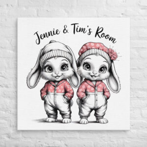 Personalized Bunny Siblings Canvas