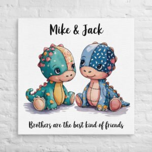 Personalized Dinosaur Canvas for Boys – Cute Custom Wall Art for Brothers