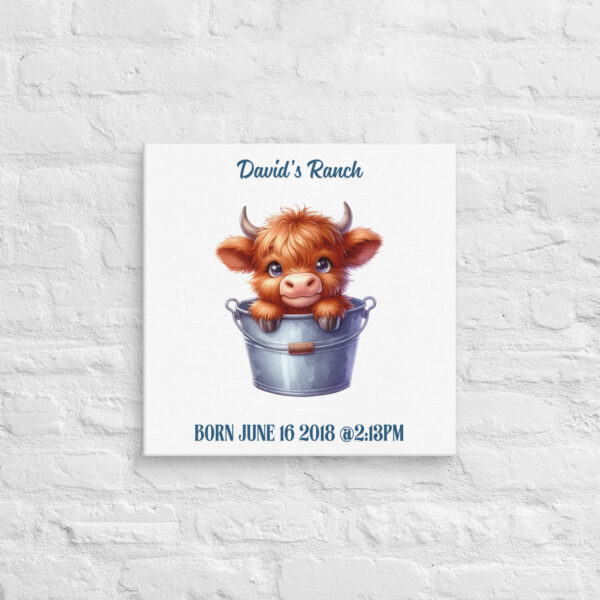Personalized Rustic Bull Bucket Wall Art with Birth Stats – Farm-Themed Nursery Décor - Image 2