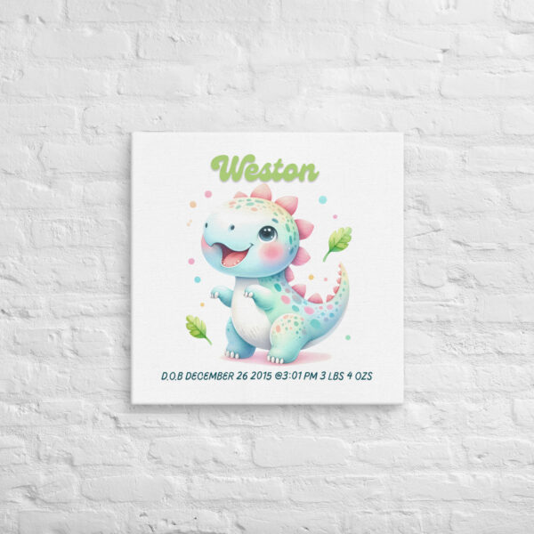 Personalized Dinosaur Wall Art for Kids Room - Custom Birth Stats Nursery Artwork - Image 3