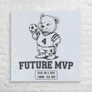 Future MVP Birth Stats Custom Wall Art, Personalized Baby Canvas, Sports Themed Nursery Decor