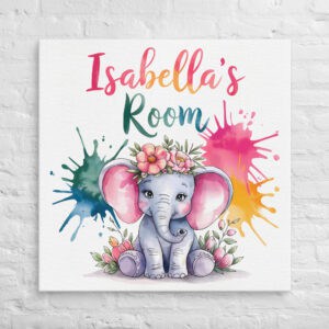 Baby Elephant  - Vibrant Splatter Design with Floral Crown