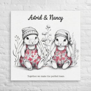 Adorable Boho Bunny Sisters - Nursery Wall Decor