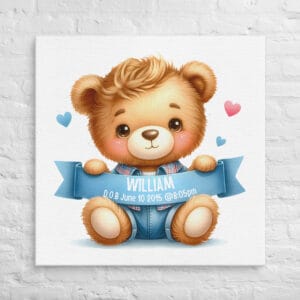 Snuggly Bear Celebration Canvas