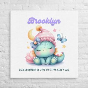 Personalized Dinosaur Baby with Birth Stats - Brooklyn Nursery Decor