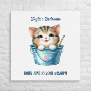 Personalized Kitten Canvas Wall Art – Custom Baby Room Décor