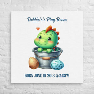 Dinosaur-Themed Personalized Canvas – Kids' Playroom Wall Art