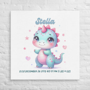 Custom Starry Dinosaur Canvas – Celestial Nursery Art for Girls
