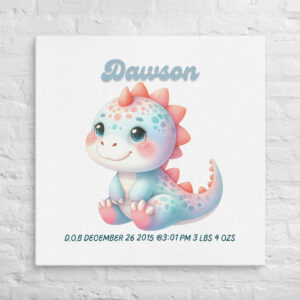 Personalized Cute Dawson Dinosaur – Sweet Nursery Art for Baby Boys
