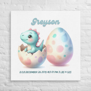 Personalized Greyson's Dinosaur – Unique Nursery Art for Boys