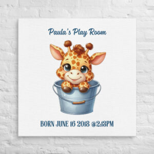 Giraffe-ly Cute Personalized Kidsroom Wall Art