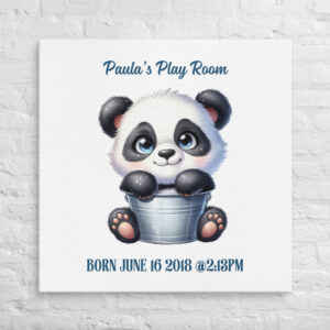 Adorable Panda in a Bucket - Personalized Canvas