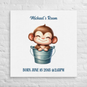 Personalized Monkey Wall Art for Nursery or Kids' Room: