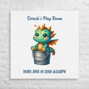 Personalized Cute Dragon Kids Room Wall Art