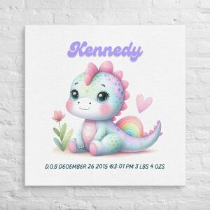 Rainbow Dino Personalized Nursery Wall Art