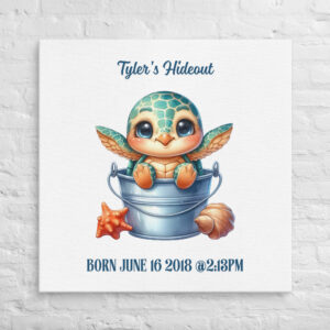 Personalized Turtle in Bucket Wall Art - Ocean Hideaway