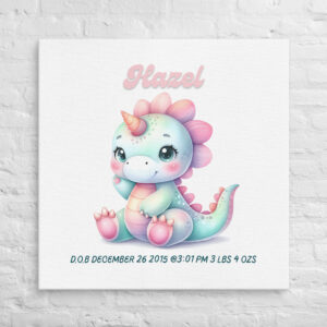 Personalized Unicorn Dragon Dino Nursery Art