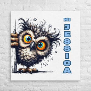 Personalized Peek-a-Boo Funny Owl – Quirky Wall Art for Kids' Rooms