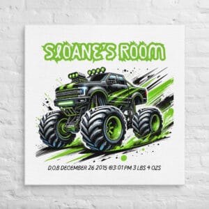 Sloane's Personalized Monster Truck Wall Art with Birth Details