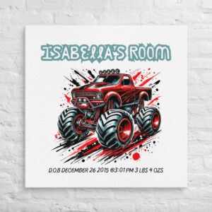 Red Racer Personalized Monster Truck Canvas