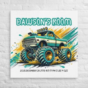 Crushing Adventure Personalized Green Monster Truck Art