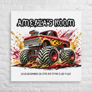 Bold Moves Personalized Red Monster Truck Art