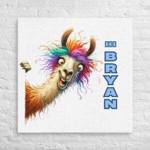 Personalized Rainbow Llama Wall Art Decor