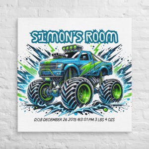 Electrifying Ride Personalized Monster Truck Wall Art