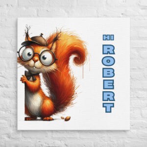 Personalized Funny Squirrel Whimsical Wall Art for Kids