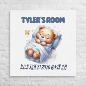 Personalized Dreamy Bear - Birth Stats Wall Art