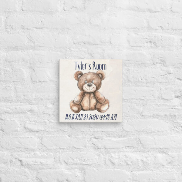 Custom Teddy Bear Canvas - Personalized Nursery Wall Art with Name & Birth Stats - Image 4