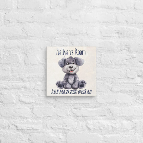 Personalized Grey Puppy Canvas – Sweet Nursery & Kids’ Room Decor - Image 4