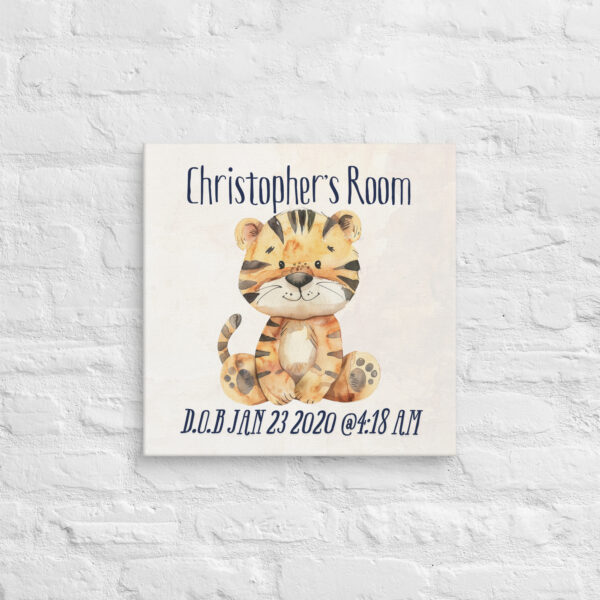 Personalized Tiger Nursery Canvas - Custom Name & Birth Details - Image 2