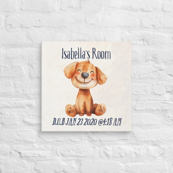 Personalized Happy Puppy Canvas – Adorable Nursery Wall Art - Image 2
