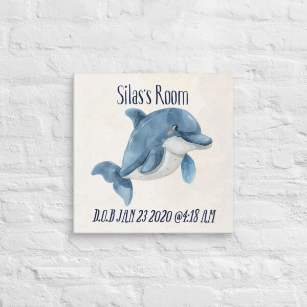 Personalized Playful Dolphin Canvas – Ocean-Themed Nursery Art - Image 2