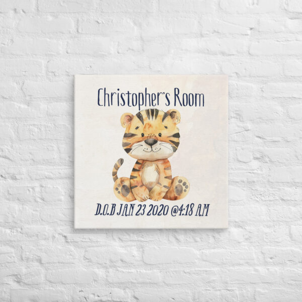 Personalized Tiger Nursery Canvas - Custom Name & Birth Details - Image 3