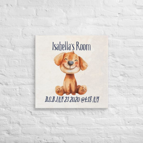 Personalized Happy Puppy Canvas – Adorable Nursery Wall Art - Image 3