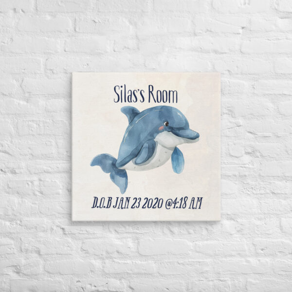Personalized Playful Dolphin Canvas – Ocean-Themed Nursery Art - Image 3