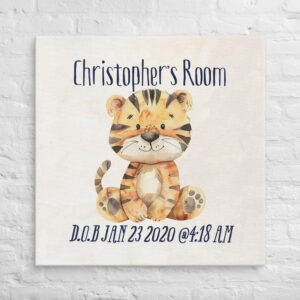 Personalized Tiger Nursery Canvas - Custom Name & Birth Details