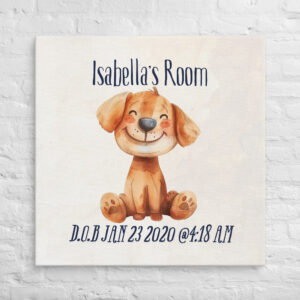 Personalized Happy Puppy Canvas – Adorable Nursery Wall Art
